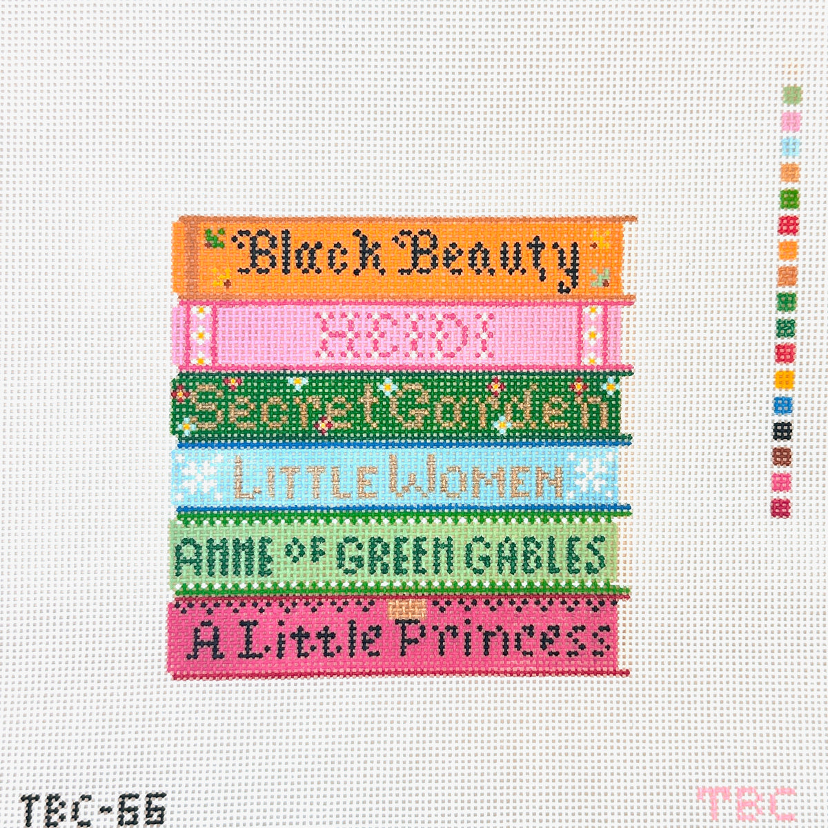 Mopsey Designs The Book Canvas Classics Stack Needlepoint Canvas