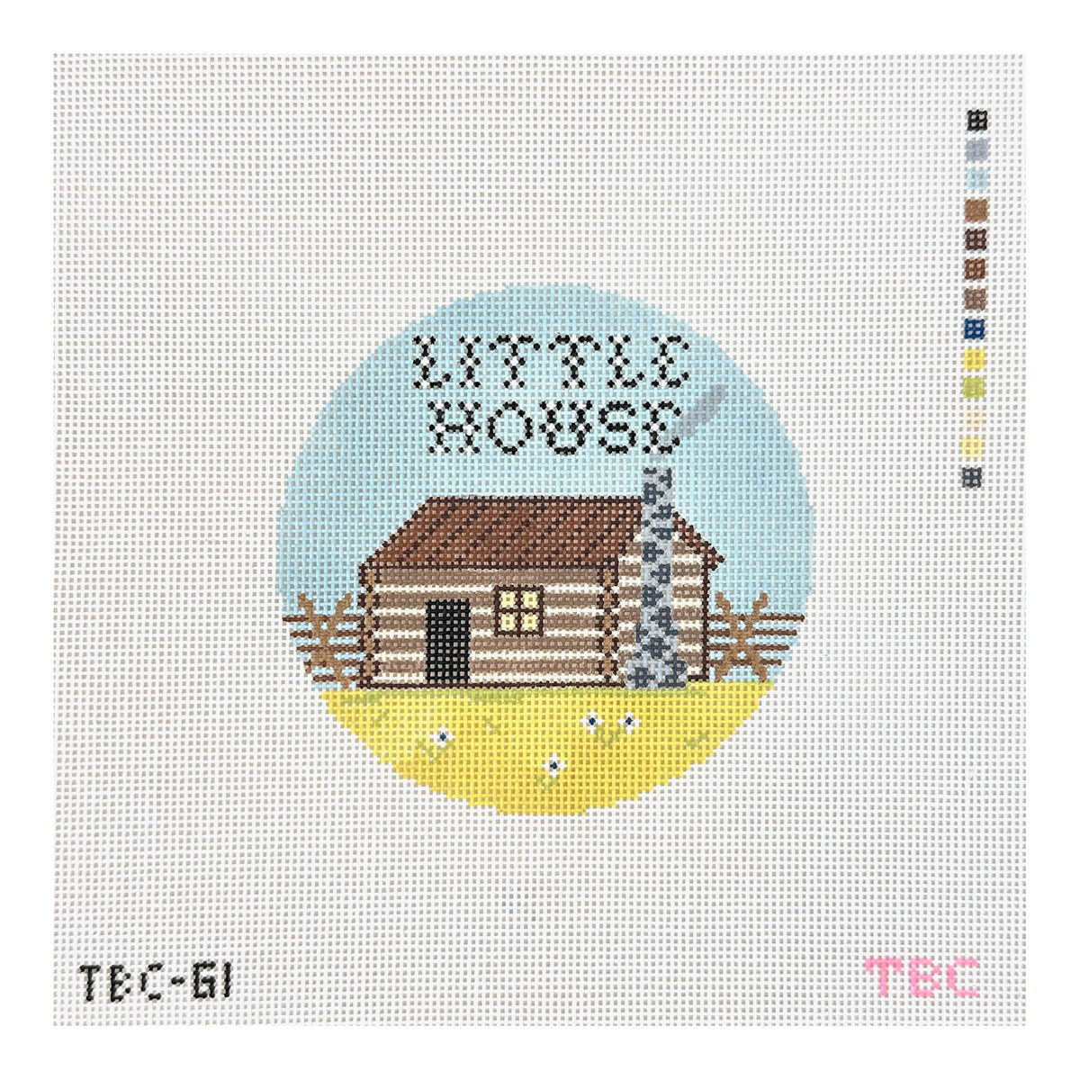 Mopsey Designs The Book Canvas: Log Cabin Round Needlepoint Canvas