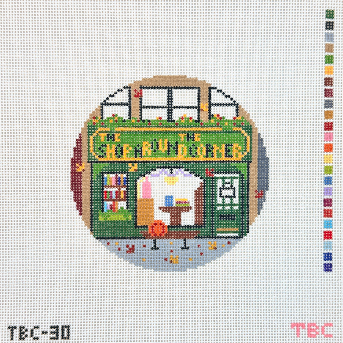 Mopsey Designs The Book Canvas: Shop Around the Corner Needlepoint Canvas