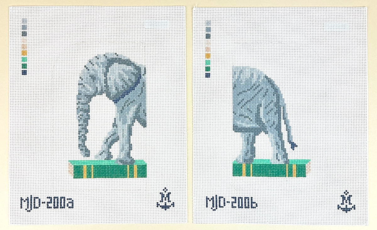 Morgan Julia Designs Elephant in the Room Needlepoint Canvas - Set Front and Back