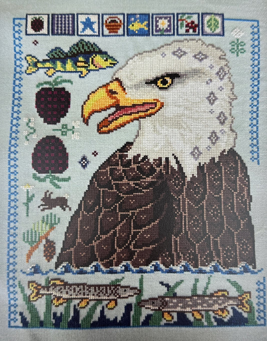 Mudpuppy Stitchery Bald Eagle Blackberries Cross Stitch Pattern