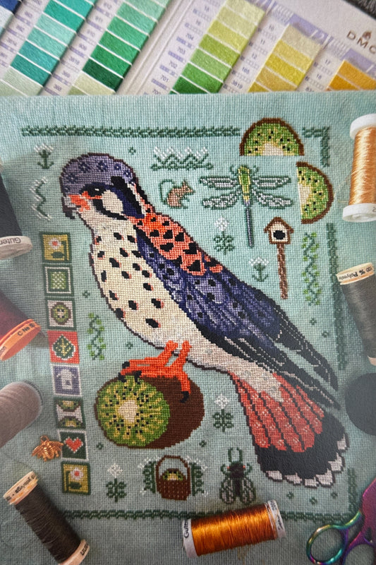 Mudpuppy Stitchery Kestrel Kiwi Cross Stitch Pattern