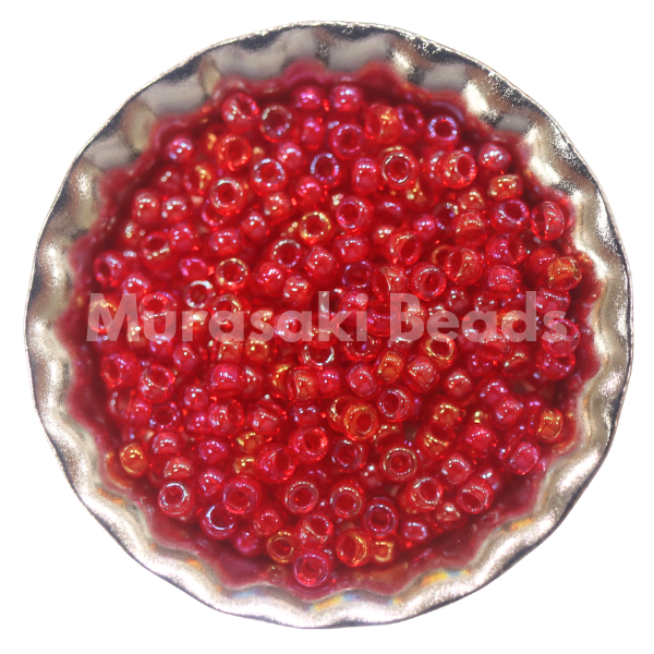 Murasaki Glass Seed Beads Size 11 - 330G Ruby Red Iridescent