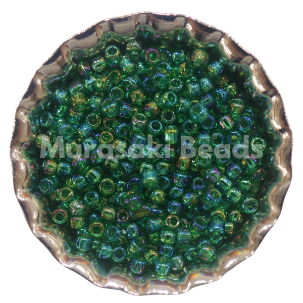 Murasaki Glass Seed Beads Size 11 - 354 Xmas Green Iridescent