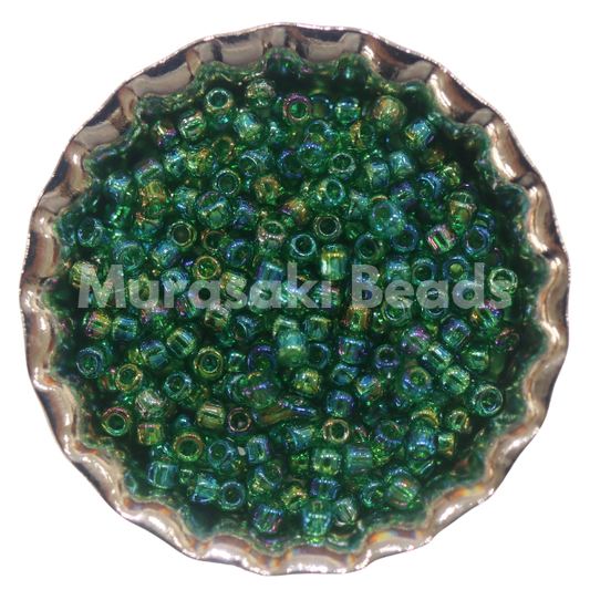 Murasaki Glass Seed Beads Size 11 - 354 Xmas Green Iridescent