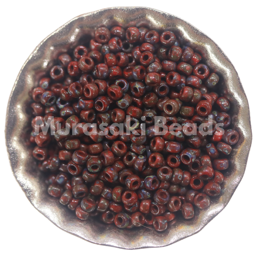 Murasaki Glass Seed Beads Size 11 - 4513 Red Picasso