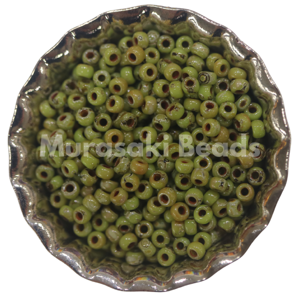 Murasaki Glass Seed Beads Size 11 - 4515 Chartreuse Picasso