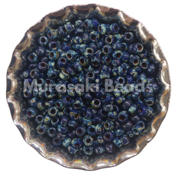 Murasaki Glass Seed Beads Size 11 - 4518 Cobalt Picasso