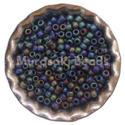 Murasaki Glass Seed Beads Size 15 - 1642 Black Matte Iridescent