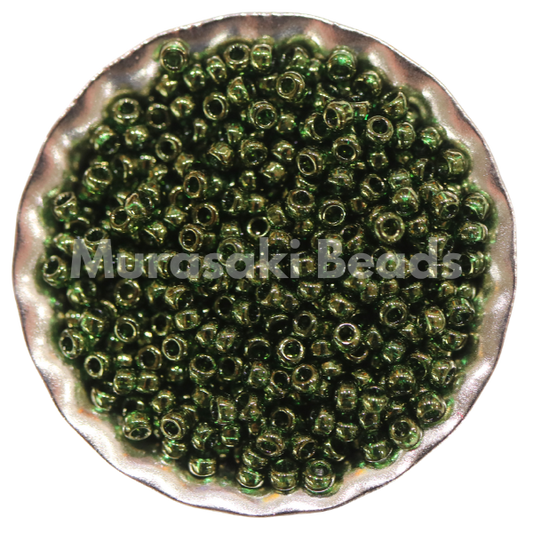 Murasaki Glass Seed Beads Size 15 - 306 Xmas Green Luster