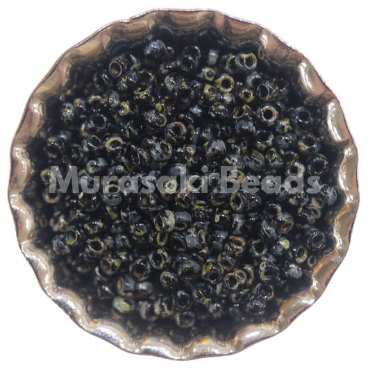 Murasaki Glass Seed Beads Size 15 - 4511 Black Picasso