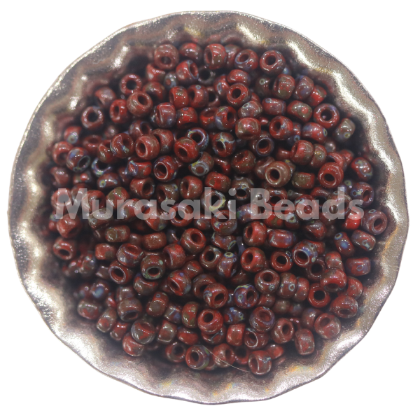 Murasaki Glass Seed Beads Size 15 - 4513 Red Picasso