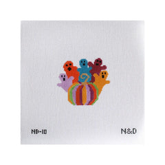 Nash and Daughters Needlepoint Colorful Ghosts with Pumpkin Needlepoint Canvas