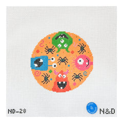Nash and Daughters Needlepoint Colorful Monsters Round Needlepoint Canvas