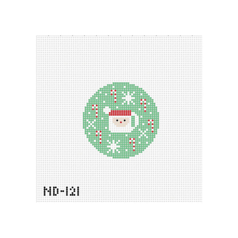 Nash and Daughters Needlepoint Green Santa Mug Needlepoint Canvas