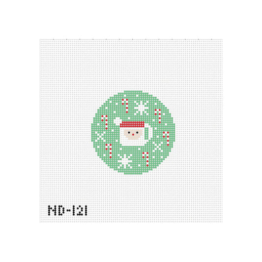 Nash and Daughters Needlepoint Green Santa Mug Needlepoint Canvas