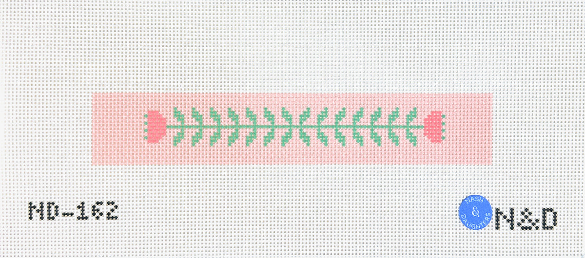 Nash and Daughters Needlepoint Pink and Green Block Print Flower Needlepoint Canvas