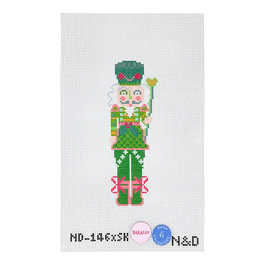 Nash And Daughters Needlepoint Sara Kay Small Nutcracker Needlepoint Canvas - Green