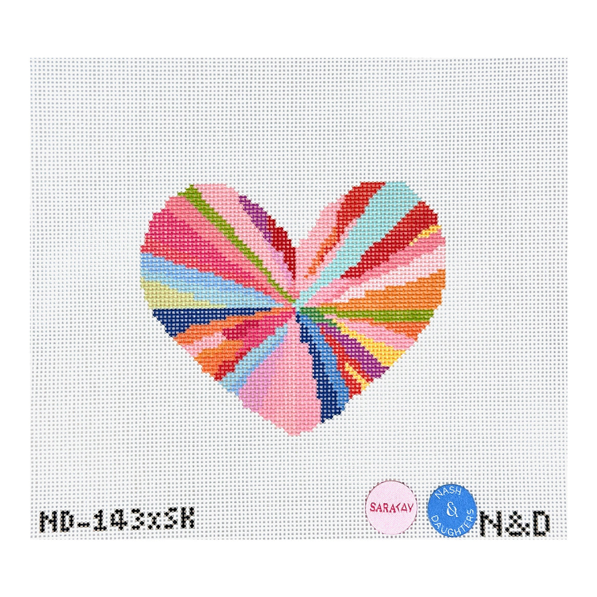 Nash And Daughters Needlepoint Sara Kay Tie Dye Heart Needlepoint Canvas