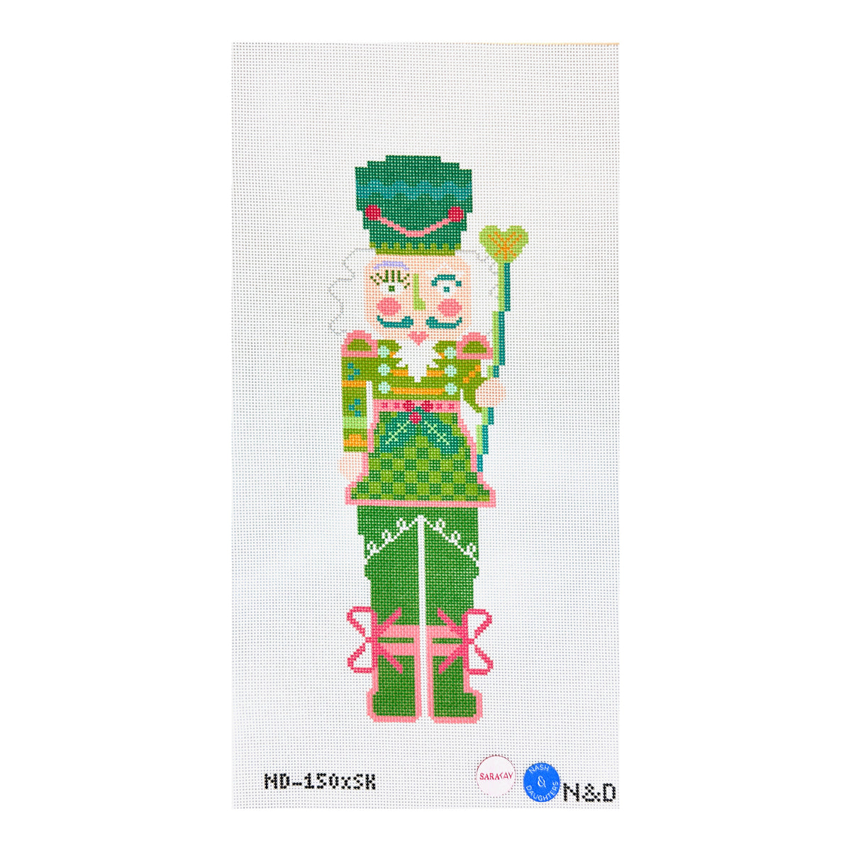 Nash And Daughters Needlepoint Sara Kay Large Nutcracker Needlepoint Canvas - Green