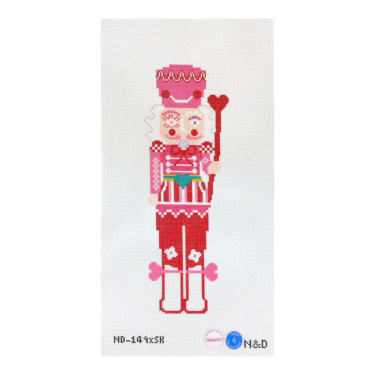 Nash And Daughters Needlepoint Sara Kay Large Nutcracker Needlepoint Canvas - Red