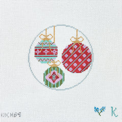The Collection Designs Kay Irby 3 Christmas Bauble Ornament Needlepoint Canvas