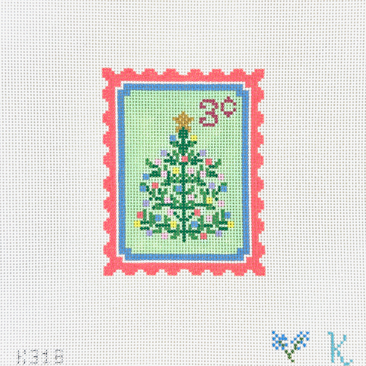 The Collection Designs Kay Irby Holiday Stamps Needlepoint Canvas - Tree