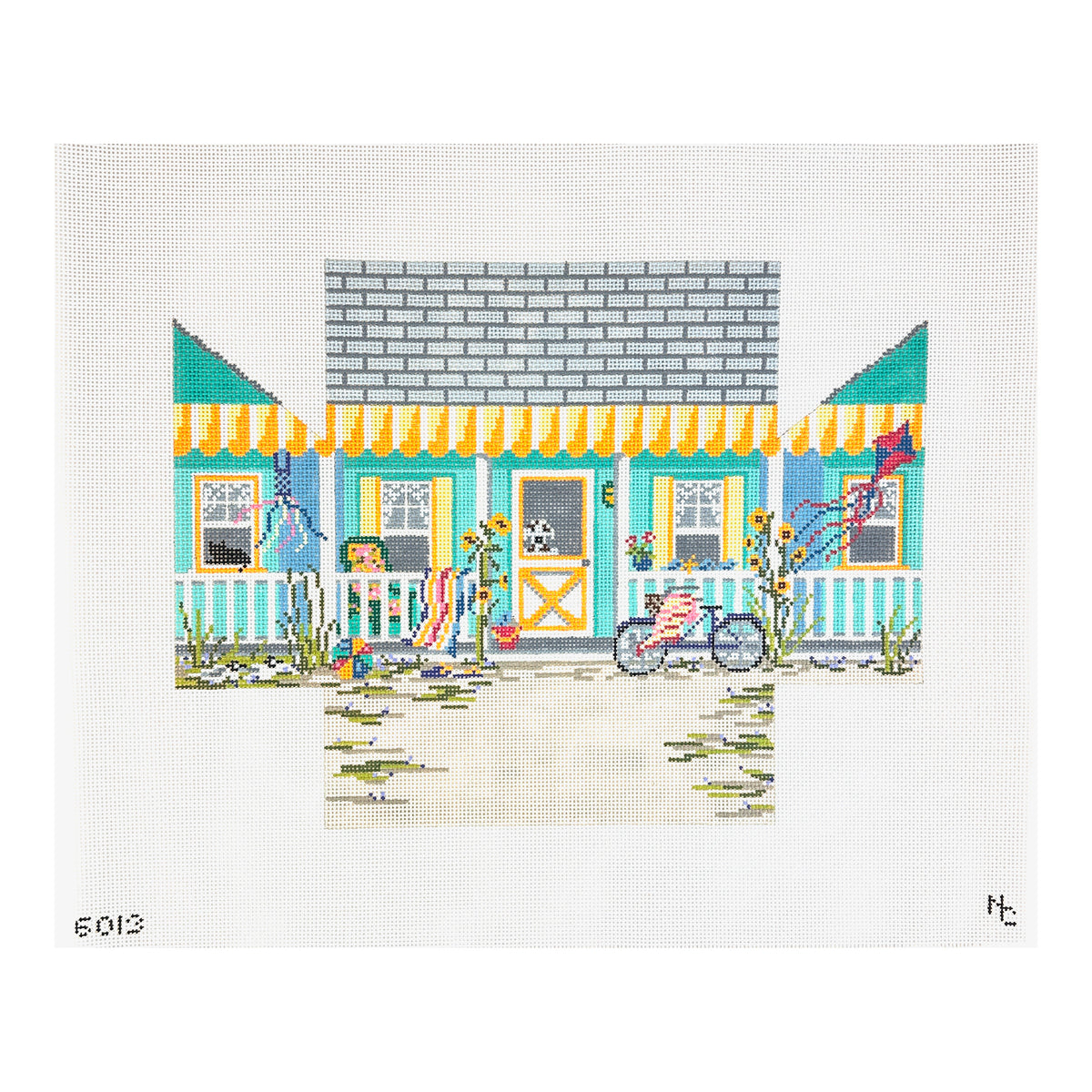 Needle Crossings Beach House Brick Needlepoint Canvas