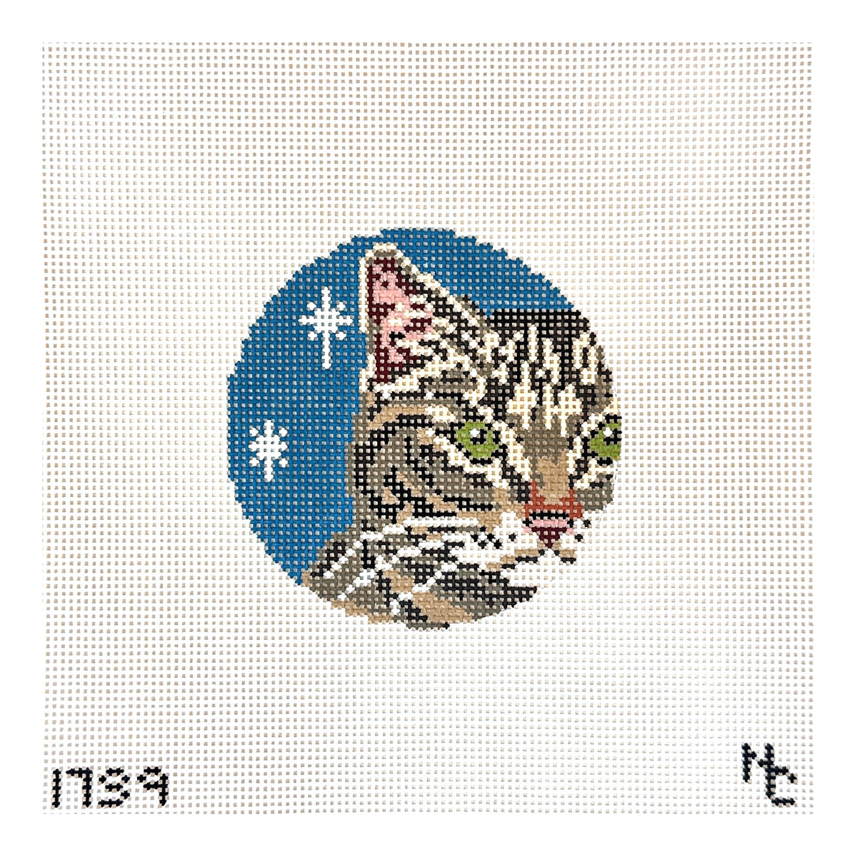 Needle Crossings Brown Tabby Glimpse Ornament Needlepoint Canvas - 13m