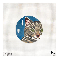 Needle Crossings Brown Tabby Glimpse Ornament Needlepoint Canvas - 13m