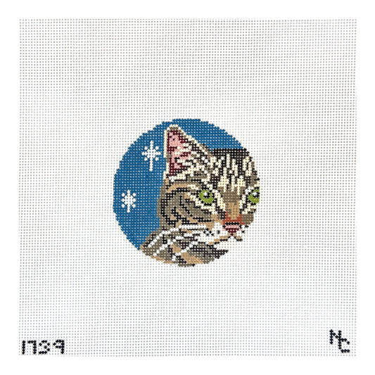 Needle Crossings Brown Tabby Glimpse Ornament Needlepoint Canvas - 18m