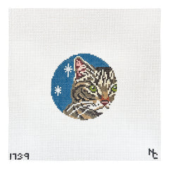 Needle Crossings Brown Tabby Glimpse Ornament Needlepoint Canvas - 18m