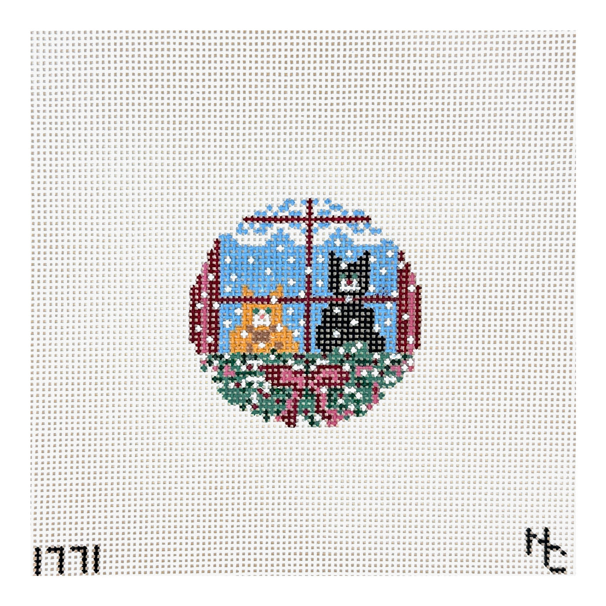 Needle Crossings Christmas Cats Ornament Needlepoint Canvas