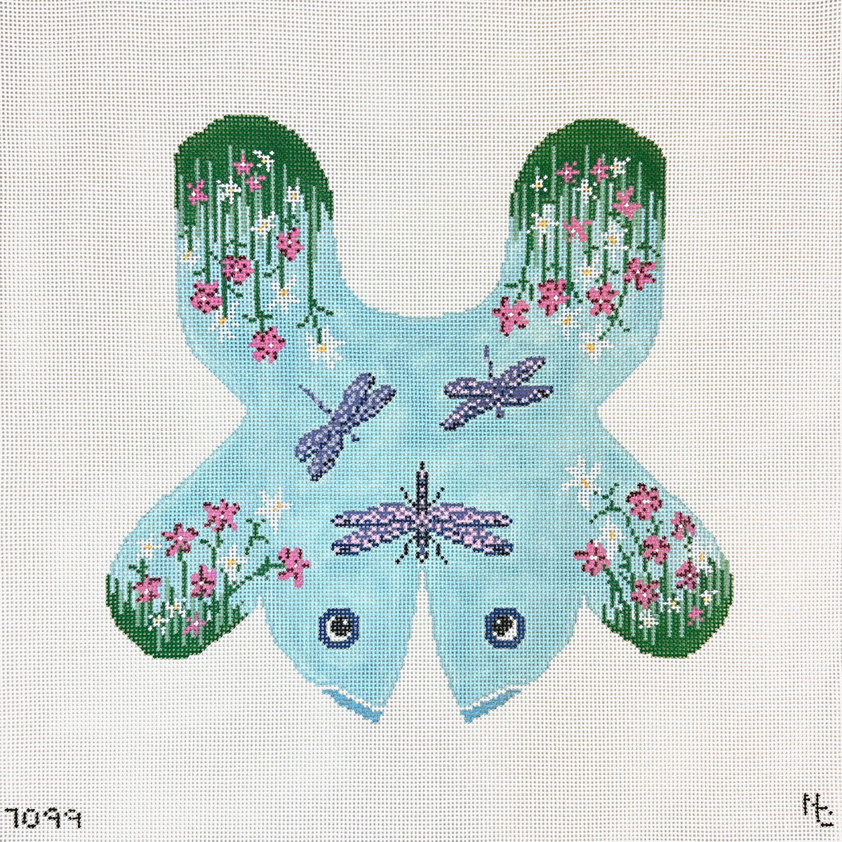 Needle Crossings Dragonfly Frog Needlepoint Canvas