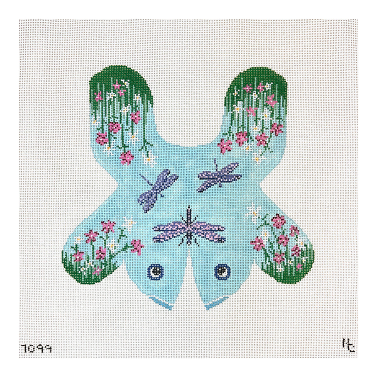 Needle Crossings Dragonfly Frog Needlepoint Canvas
