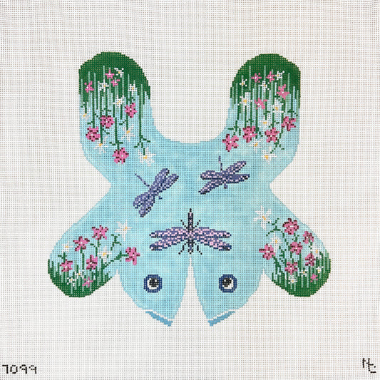 Needle Crossings Dragonfly Frog Needlepoint Canvas