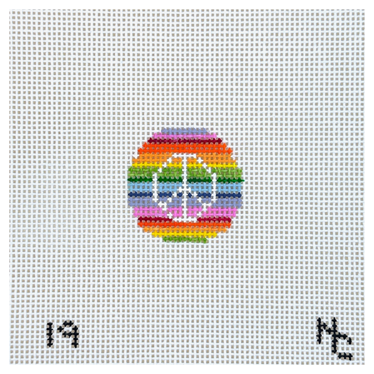 Needle Crossings Mini Rainbow Peace Sign Needlepoint Canvas