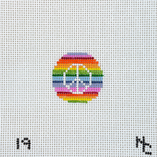 Needle Crossings Mini Rainbow Peace Sign Needlepoint Canvas
