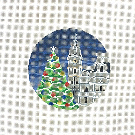 Needle Crossings Philly Christmas Tree Ornament Needlepoint Canvas