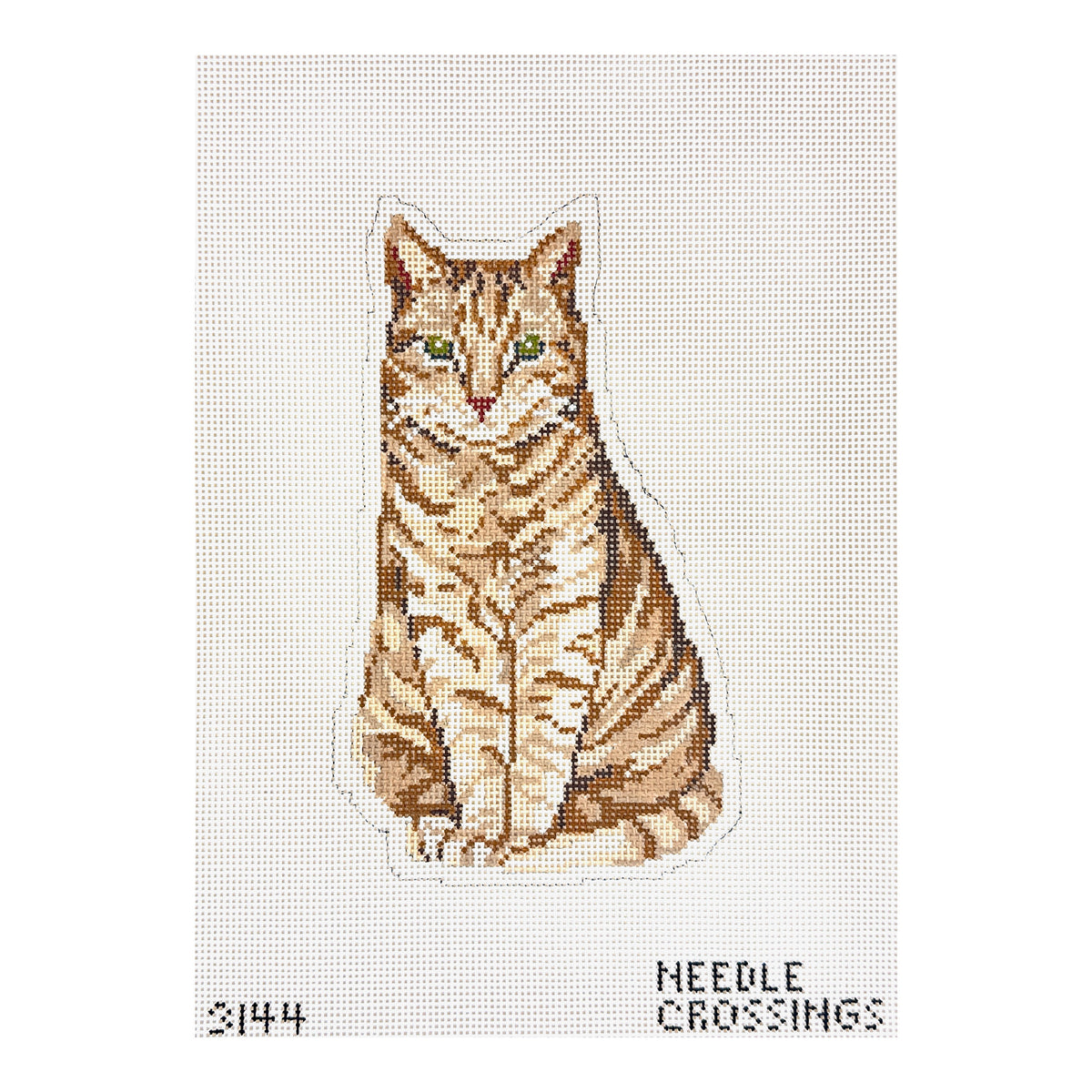 Needle Crossings Sitting Pretty Orange Cat Stand Up Needlepoint Canvas