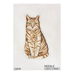 Needle Crossings Sitting Pretty Orange Cat Stand Up Needlepoint Canvas