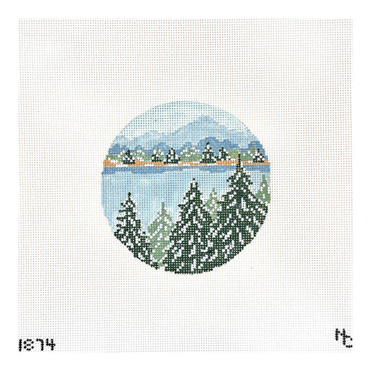 Needle Crossings Snowy Forest Ornament Needlepoint Canvas