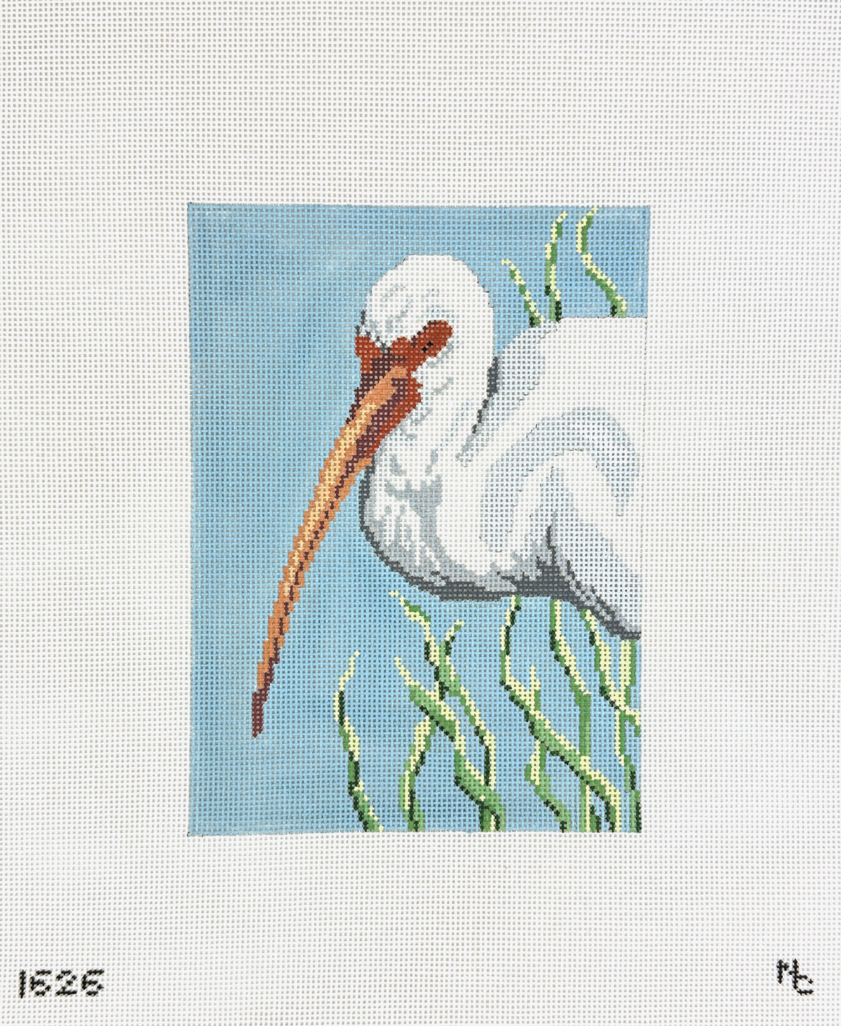 Needle Crossings White Ibis Needlepoint Canvas