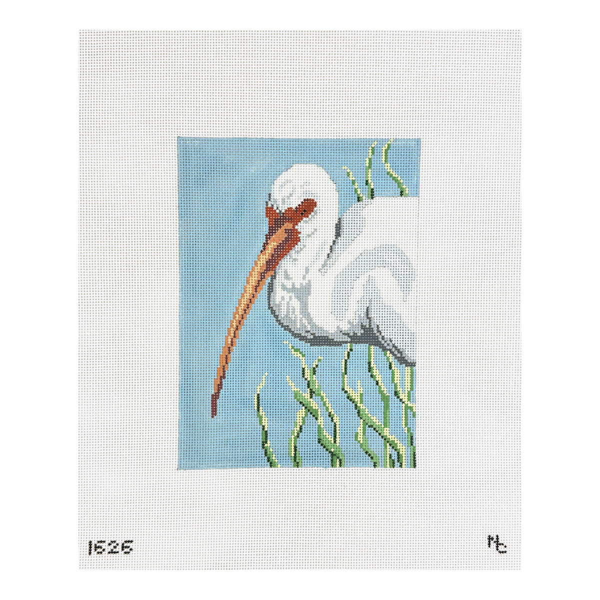 Needle Crossings White Ibis Needlepoint Canvas