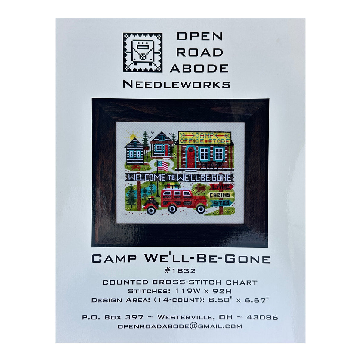 Open Road Abode Needleworks Camp We'll Be Gone Cross Stitch Pattern