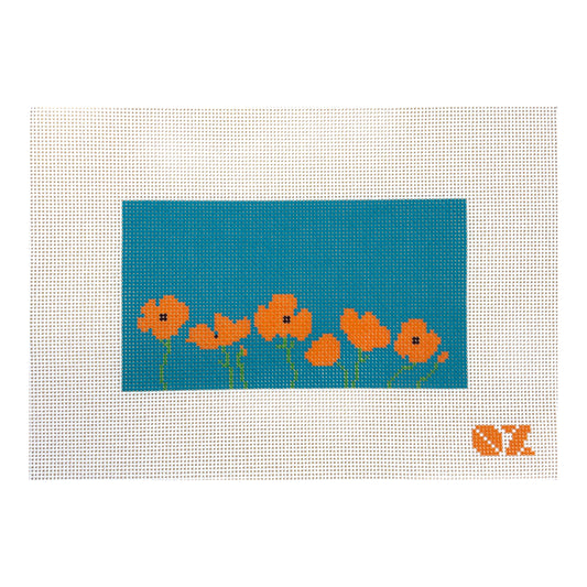 Oz Needle and Thread Blue Poppies Eyeglass Case Needlepoint Canvas