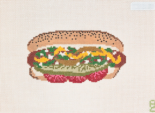 Oz Needle and Thread Chicago Hot Dog Needlepoint Canvas