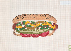 Oz Needle and Thread Chicago Hot Dog Needlepoint Canvas