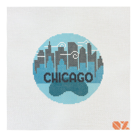 Oz Needle and Thread Chicago Retro Travel Needlepoint Canvas