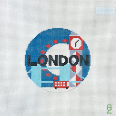Oz Needle and Thread London Retro Travel Round Needlepoint Canvas